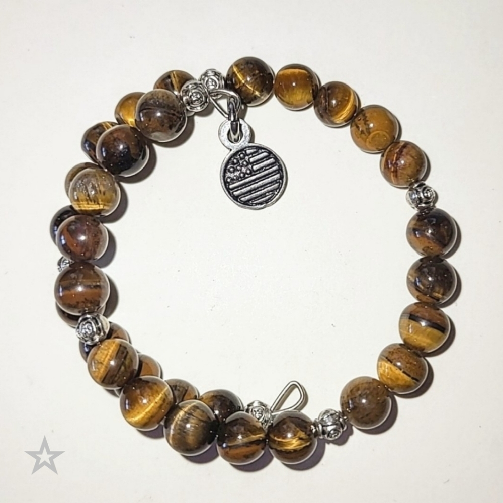CHUBBY CHICO CHARMS TIGER'S EYE WIRE WRAP BRACELET